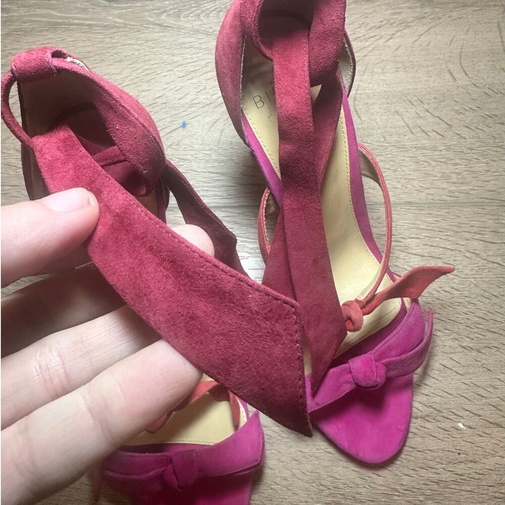 Alexandre Birman Clarita Suede Bow Ankle Tie Heels Coquette Pink Red 37.5 EU - Picture 11 of 13